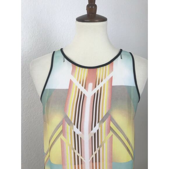 Clover Canyon Print Asymmetric Semi Sheer Tank Top - Picture 3 of 7